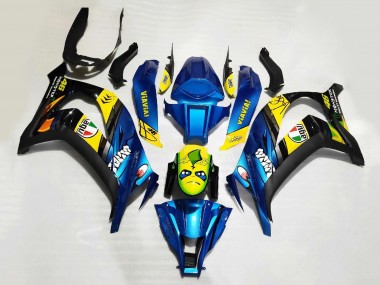 2008-2010 Blue Yellow Black Shark Kawasaki ZX10R Motorcycle Fairings