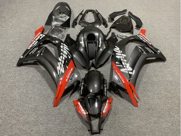 2008-2010 Black Carbon Fiber Red Kawasaki ZX10R Motorcycle Fairings