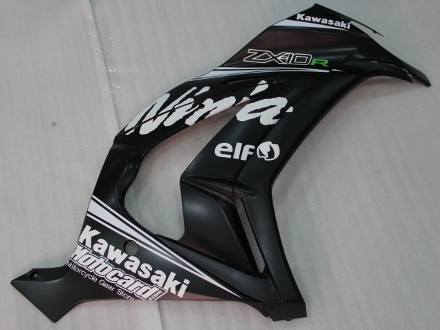2011-2015 Glossy Black White Elf Snow Decal Kawasaki ZX10R Motorcycle Fairings