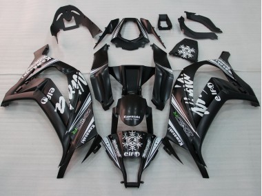 2011-2015 Glossy Black White Elf Snow Decal Kawasaki ZX10R Motorcycle Fairings