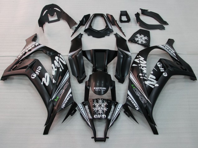 2011-2015 Glossy Black White Elf Snow Decal Kawasaki ZX10R Motorcycle Fairings