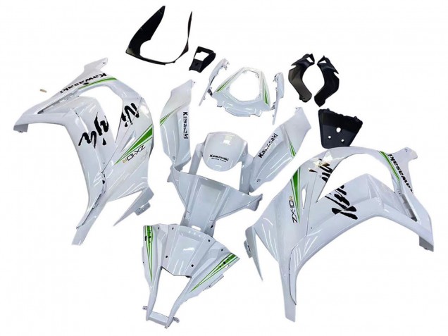 2011-2015 White Green Stripe Black Ninja Kawasaki ZX10R Motorcycle Fairings