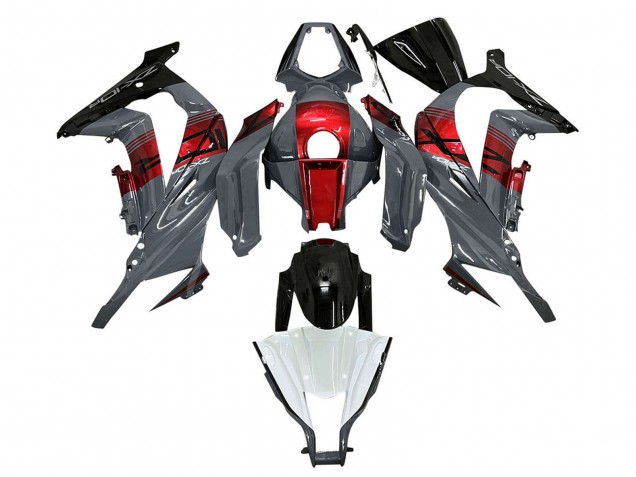 2011-2015 Grey RED Glossy Black Kawasaki ZX10R Motorcycle Fairings
