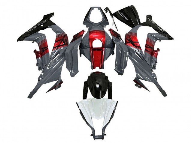 2011-2015 Grey RED Glossy Black Kawasaki ZX10R Motorcycle Fairings