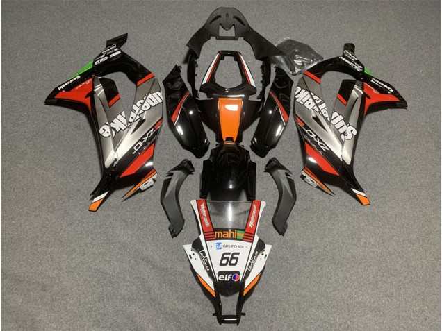 2011-2015 White Orange Black Mahi Elf 66 Superbike Kawasaki ZX10R Motorcycle Fairings