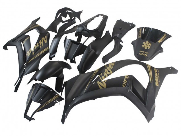 2011-2015 Matte Black Gold Snow Elf Kawasaki ZX10R Motorcycle Fairings