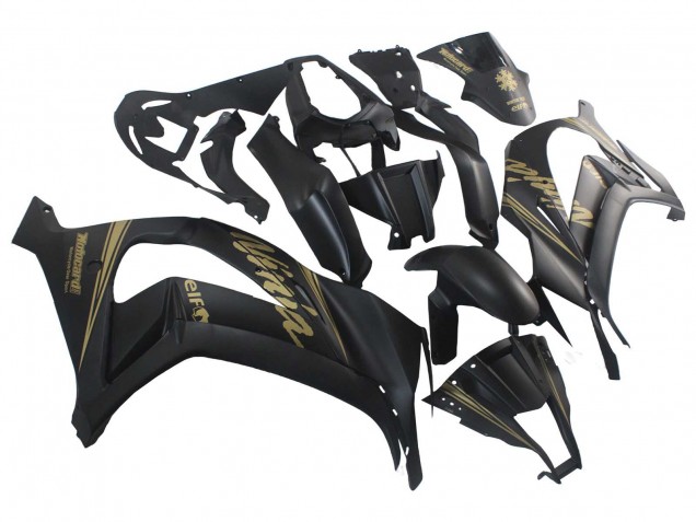 2011-2015 Matte Black Gold Snow Elf Kawasaki ZX10R Motorcycle Fairings