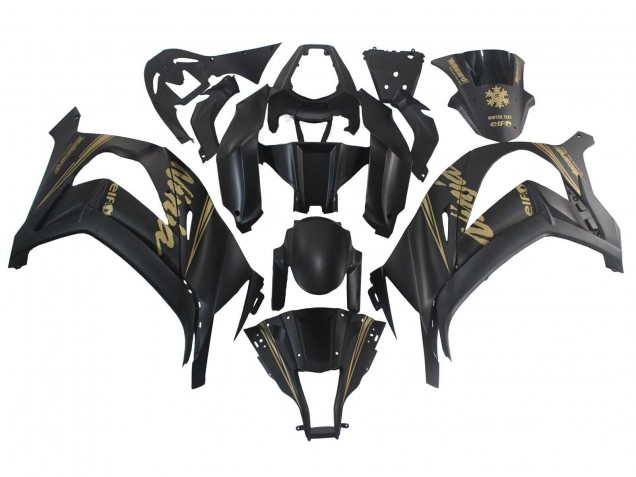 2011-2015 Matte Black Gold Snow Elf Kawasaki ZX10R Motorcycle Fairings