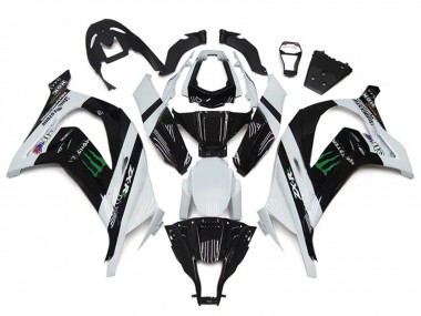 2011-2015 White Glossy Black Green Monster Kawasaki ZX10R Motorcycle Fairings