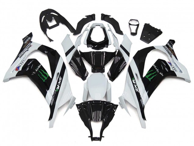 2011-2015 White Glossy Black Green Monster Kawasaki ZX10R Motorcycle Fairings