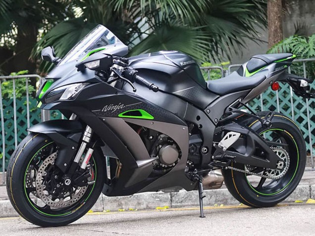 2011-2015 Matte Black Green White Honeycomb Kawasaki ZX10R Motorcycle Fairings