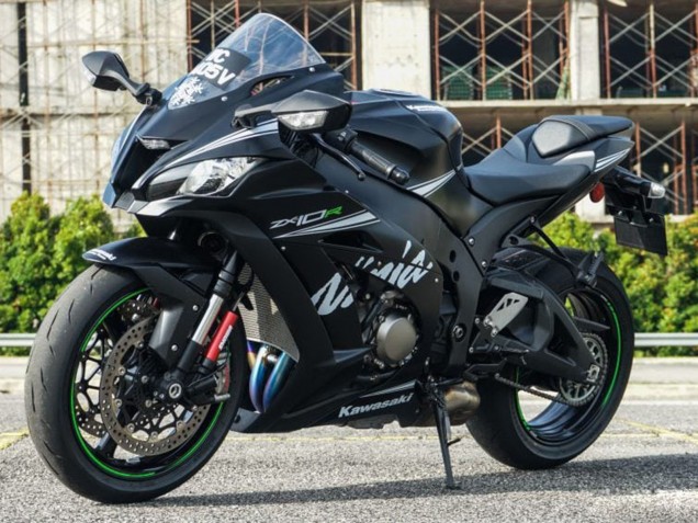 2011-2015 Matte Black White Green Snow Decal Kawasaki ZX10R Motorcycle Fairings