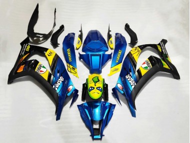 2011-2015 Blue Yellow Black Shark Kawasaki ZX10R Motorcycle Fairings