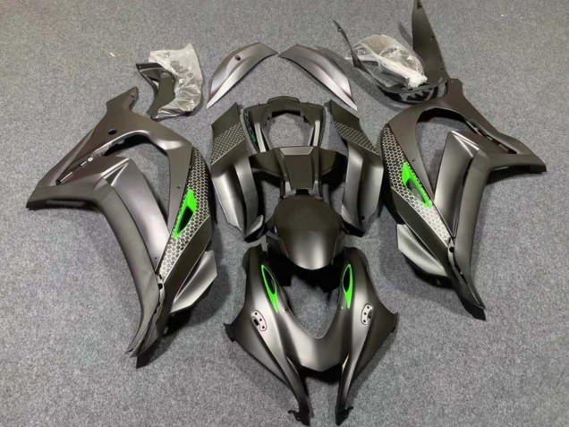2016-2020 Matte Black Green Honeycomb Kawasaki ZX10R Motorcycle Fairings