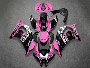 2016-2020 Pink Glossy Black White Elf Monster Kawasaki ZX10R Motorcycle Fairings