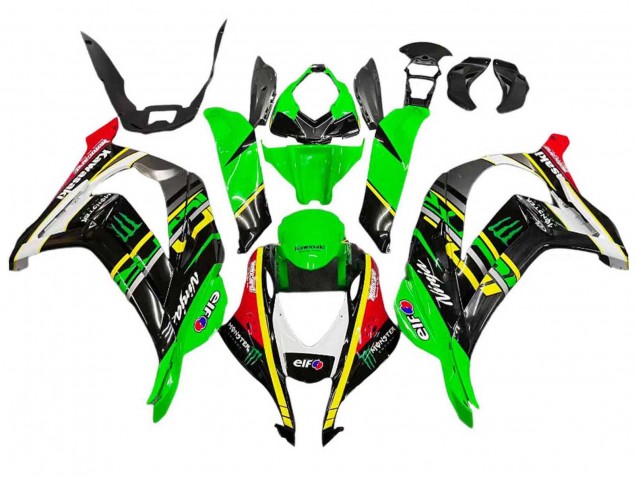 2016-2020 Green Yellow Red Black Elf Monster Kawasaki ZX10R Motorcycle Fairings