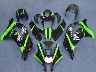 2016-2020 Glossy Black Green Monster Kawasaki ZX10R Motorcycle Fairings