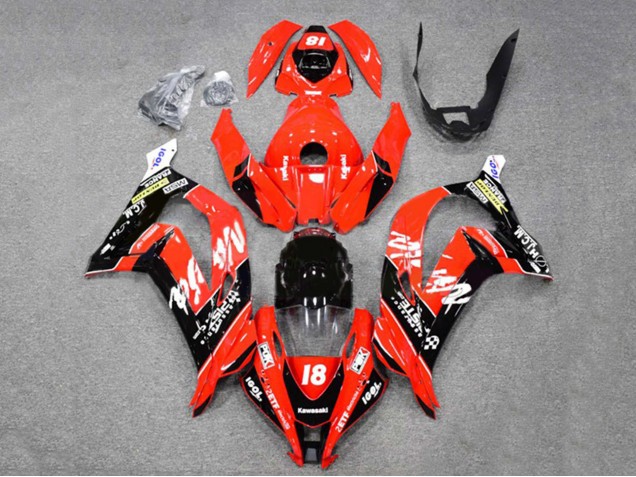2016-2020 Red Glossy Black White Monster 18 Kawasaki ZX10R Motorcycle Fairings
