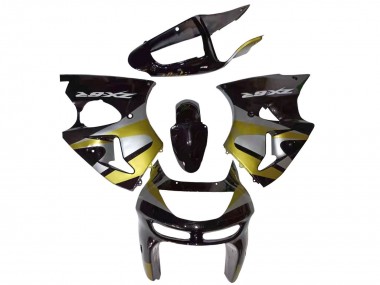 1998-1999 Glossy Black Silver Yellow Kawasaki ZX6R Motorcycle Fairings
