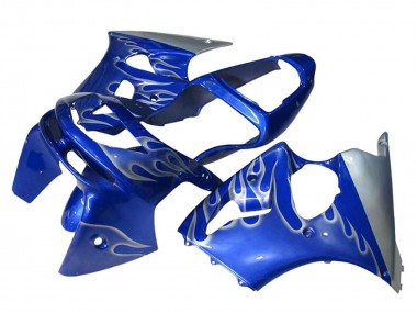 1998-1999 Blue Silver Flame Kawasaki ZX6R Motorcycle Fairings