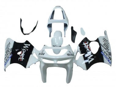 1998-1999 White Black West Mobil Kawasaki ZX6R Motorcycle Fairings