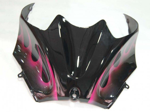 2006-2011 Glossy Black Red Pink Flame Kawasaki ZX14R ZZR1400 Motorcycle Fairings
