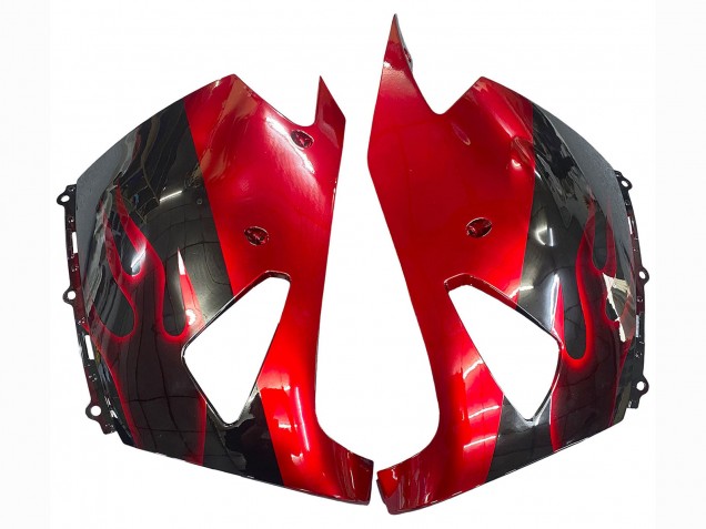 2006-2011 Glossy Black Red Flame Kawasaki ZX14R ZZR1400 Motorcycle Fairing Kits