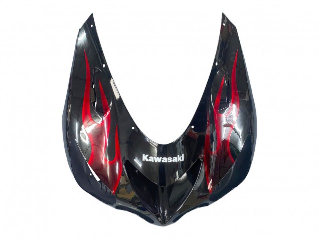 2006-2011 Glossy Black Red Flame Kawasaki ZX14R ZZR1400 Motorcycle Fairing Kits