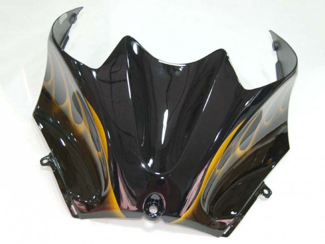 2006-2011 Glossy Black Gold Flame Kawasaki ZX14R ZZR1400 Motorcycle Fairings
