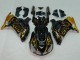 2006-2011 Glossy Black Gold Flame Kawasaki ZX14R ZZR1400 Motorcycle Fairings