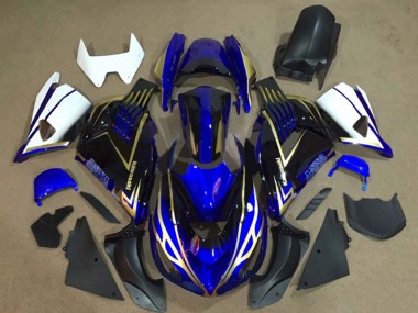 2006-2011 White Blue Gold Kawasaki ZX14R ZZR1400 Motorcycle Fairings