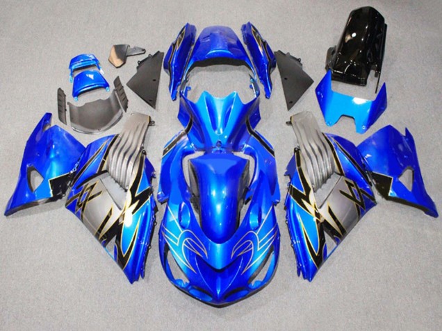 2006-2011 Blue Grey Kawasaki ZX14R ZZR1400 Motorcycle Fairings