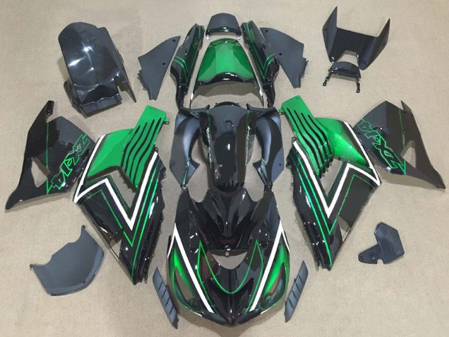 2006-2011 Green Glossy Black Kawasaki ZX14R ZZR1400 Motorcycle Fairing Kits