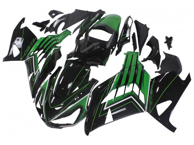 2012-2024 Green Glossy Black Stripe Kawasaki ZX14R ZZR1400 Motorcycle Fairings