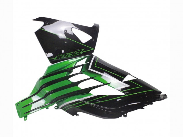 2012-2024 Green Glossy Black Stripe Kawasaki ZX14R ZZR1400 Motorcycle Fairings
