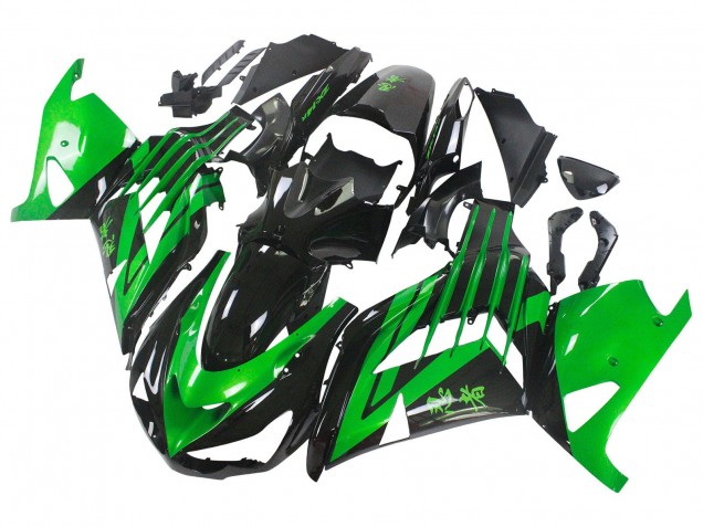 2012-2024 Green Glossy Black Kawasaki ZX14R ZZR1400 Motorcycle Fairing Kits