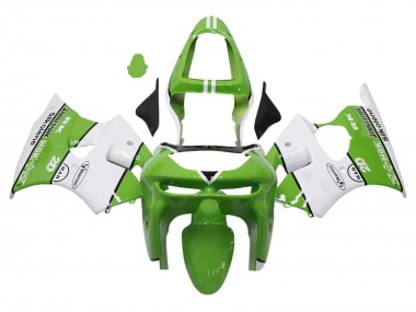 1998-1999 Green White Black Silkolene Bridgestone Kawasaki ZX6R Motorcycle Fairings