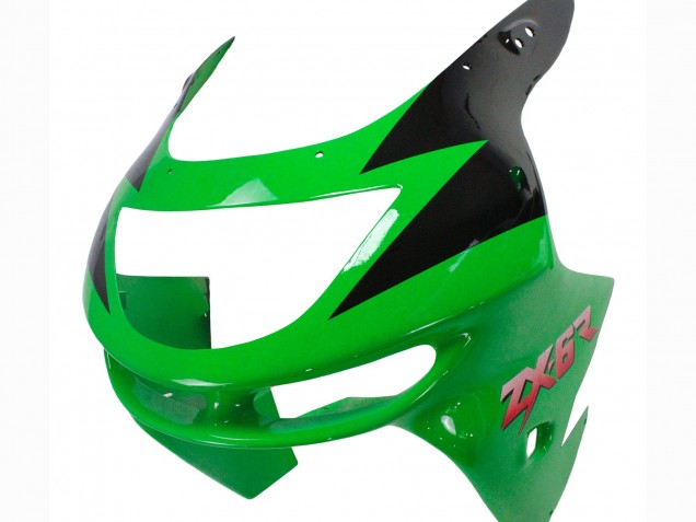 1998-1999 Green White Glossy Black Kawasaki ZX6R Motorcycle Fairings