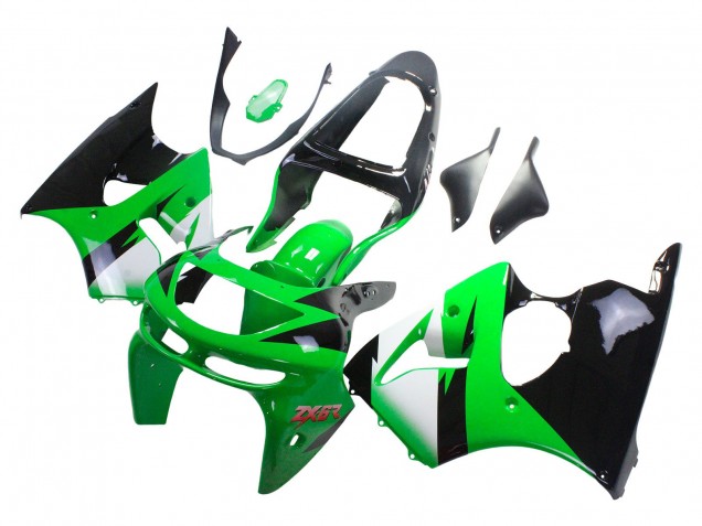 1998-1999 Green White Glossy Black Kawasaki ZX6R Motorcycle Fairings