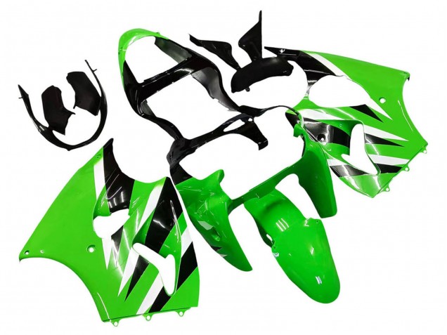 2000-2002 Green White Black Kawasaki ZX6R Motorcycle Fairings