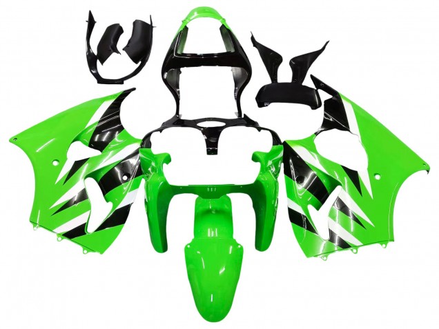 2000-2002 Green White Black Kawasaki ZX6R Motorcycle Fairings