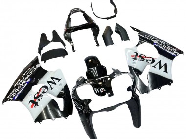 2000-2002 Glossy Black White West Michelin Kawasaki ZX6R Motorcycle Fairings