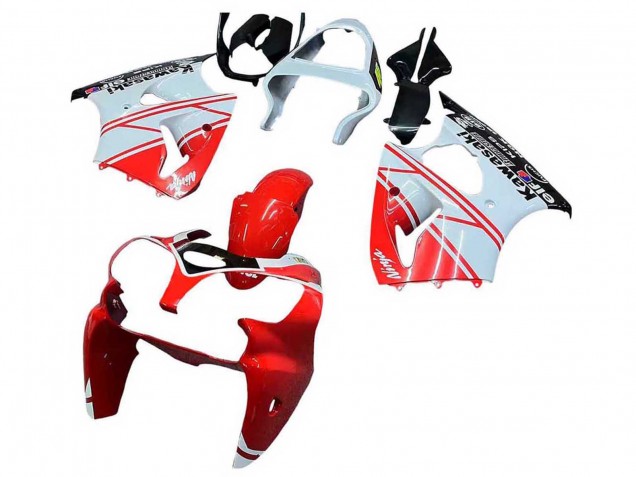 2000-2002 White Red Black Kawasaki ZX6R Motorcycle Fairings