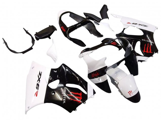 2000-2002 White Black Red Monster Kawasaki ZX6R Motorcycle Fairings