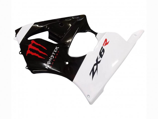 2000-2002 White Black Red Monster Kawasaki ZX6R Motorcycle Fairings