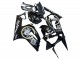2003-2004 Glossy Black White Motul Lucky Strike Kawasaki ZX6R Motorcycle Fairings