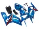2003-2004 Blue White Red Shark Kawasaki ZX6R Motorcycle Fairings