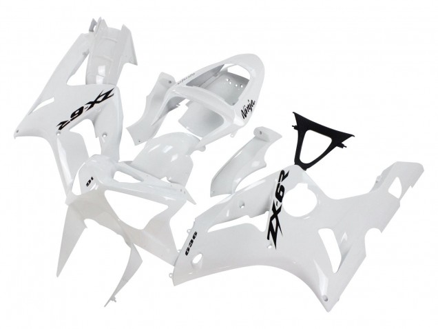 2003-2004 White Black Decals Kawasaki ZX6R Motorcycle Fairings
