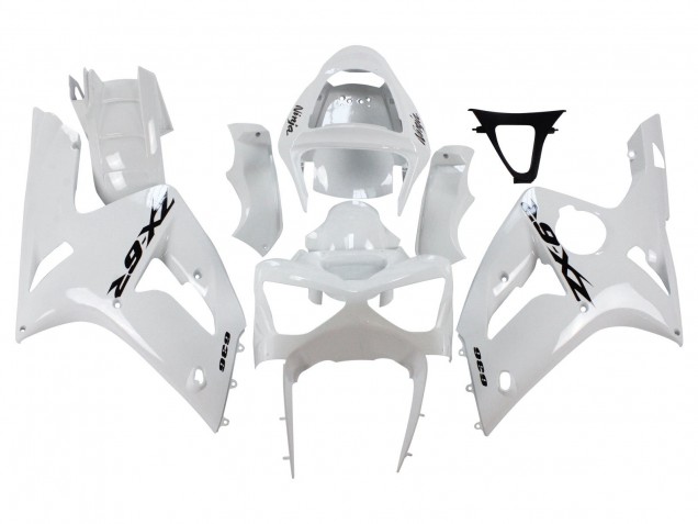 2003-2004 White Black Decals Kawasaki ZX6R Motorcycle Fairings