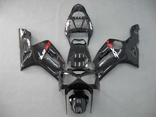 2003-2004 Glossy Black Kawasaki ZX6R Motorcycle Fairings